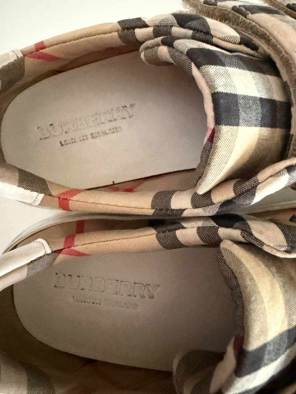 Burberry Tan Check Velcro Kids Sneakers - Picture 5 of 9
